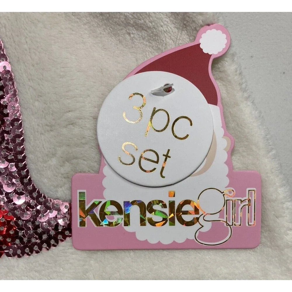 Kensie Girl Sequin Unicorn 3pc Christmas Pajama Set Long‎ Sleeve Fleece Size 4